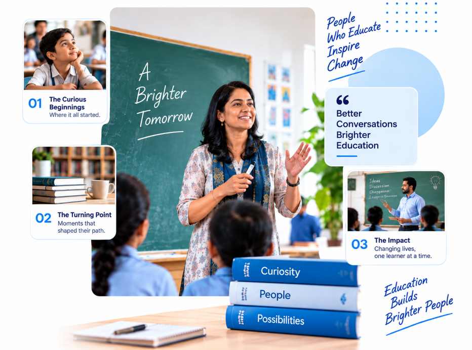 Teacher at a chalkboard with students, illustrating InFocus stories